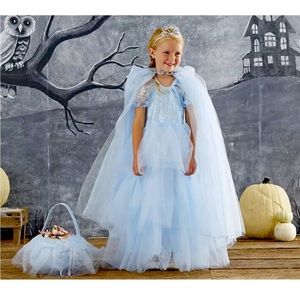 4-6 Pottery Barn Princess Costume Blue Dress with Tiara (No Cape)